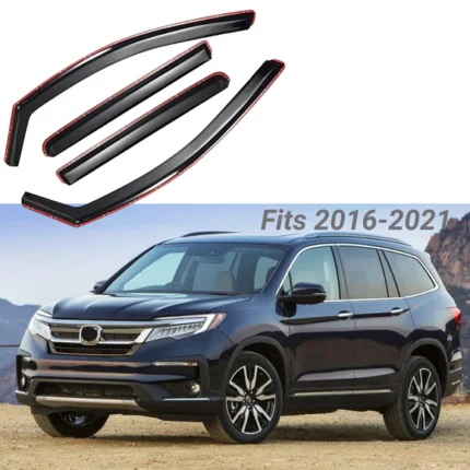 Fit 2016-2022 Honda Pilot In-Channel Vent Window Visors Rain Sun Wind Guards Shade Deflectors