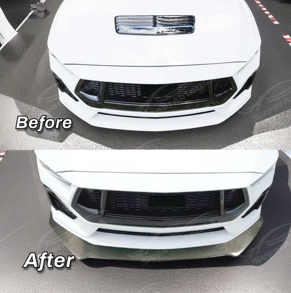 Fits Ford Mustang 2024-2025 Real Carbon Fiber Front Splitter Lip Spoiler (1pc) - Image 3
