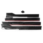 For 2014-2022 Infiniti Q50 ST Style Side Skirt Extension Lip (Gloss Black Red Trim) - Image 2