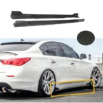 For 2014-2022 Infiniti Q50 ST Style Side Skirt Extension Lip (Carbon Fiber Print)