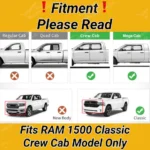 Fits 2019-2024 Ram 1500 Classic Crew Cab In-Channel Vent Window Visors Rain Guards Shade Deflectors - Image 3