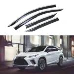 Fit 2016-2022 Lexus RX350 RX450H Clip-On Chrome Trim Vent Window Visors Rain Sun Wind Guards Shade Deflectors