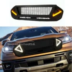 Fits 2019-2021 Ford Ranger Monster style Black Front Grille with LED Lights