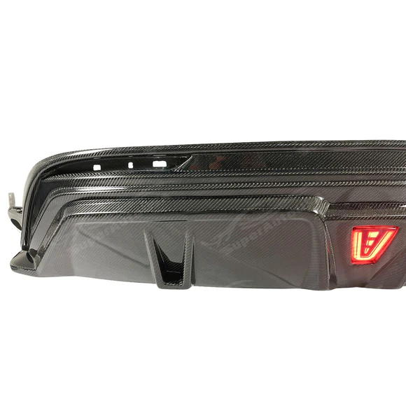 (Pre-order) Fits 2020-2025 Tesla Model Y Real Carbon Fiber Rear Bumper Diffuser W/ LED Light - Image 7