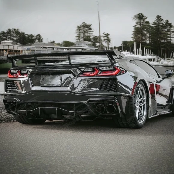 Real Carbon Fiber Rear Bumper Lower Diffuser Spoiler Fit Chevrolet Corvette (C8) 2020-2025 - Image 3