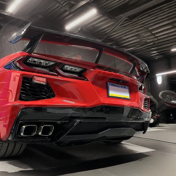 Real Carbon Fiber Rear Bumper Lower Diffuser Spoiler Fit Chevrolet Corvette (C8) 2020-2025 - Image 5