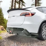 (Pre-order) Fits 2020-2025 Tesla Model Y Real Carbon Fiber Rear Bumper Diffuser W/ LED Light - Image 4