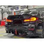Fits 2017-2023 BMW 530i 540i Sedan 5 Series Rear Bumper Diffuser Lips Body Kits w/ LED Light - Image 5