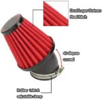 Fits Honda Red Yamaha Kawasaki Suzuki Spike Air Filter 45 degree 48mm ATV (Red) - Image 2