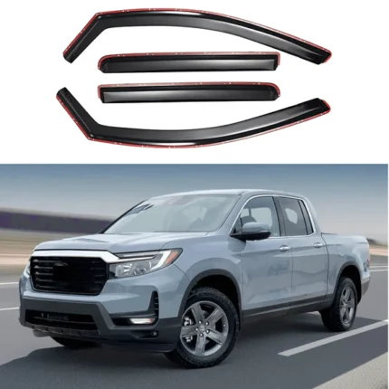 Fits Honda Ridgeline 2017-2025 In-Channel Rain Sun Guards Window Visor Shade Protector