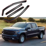 Fit 2019-2022 Chevrolet Silverado Sierra 1500 Crew Cab In-Channel Vent Window Visors Rain Sun Wind Guards Shade Deflectors