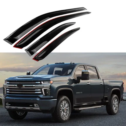 Fit 2019-2022 Chevrolet Silverado RAM 1500 GMC Sierra Crew Cab OE Style Vent Window Visors Rain Sun Wind Guards Shade Deflectors