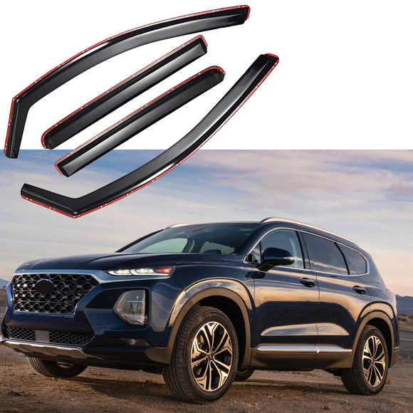 SantaFe20-IC1.webp For Hyundai SantaFe 2019-2023 In-Channel Vent Window Visors Rain Sun Wind Guards Shade Deflectors - Image 1