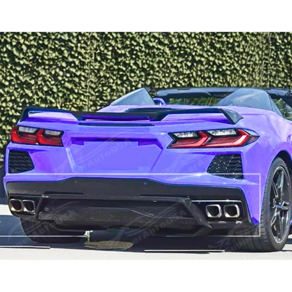 Fits Chevrolet Corvette C8 2020-2025 Shark Fin Style Gloss Black Rear Bumper Diffuser - Image 5