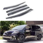 Fit 2011-2020 Toyota Sienna Clip-On Chrome Trim Vent Window Visors Rain Sun Wind Guards Shade Deflectors