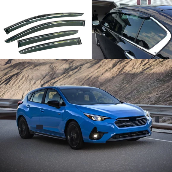Carbon Fiber Print Trim Rain Guards Side Window Visors Vent Deflectors For Subaru Impreza 2017-2025 - Image 1