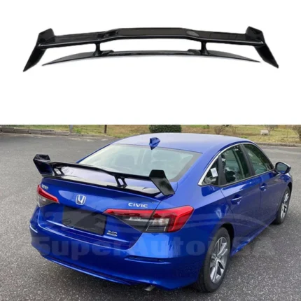 Fit Honda Civic Sedan 2022 2023 GT Type R Style Primed Gloss Black Rear Trunk Wings Spoiler