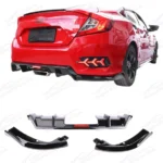 Fits 2016-2021 Honda Civic Sport Sedan Rear Bumper Lip Spoiler Diffuser LED Rear Corners - Image 4