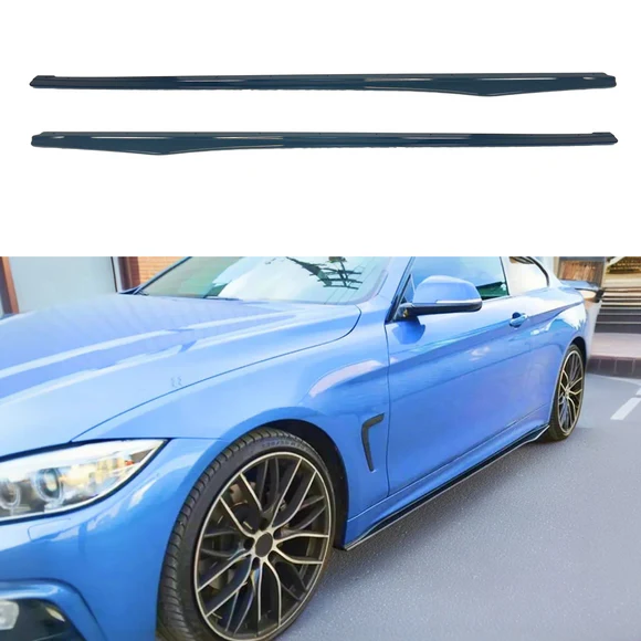 Fits BMW 4 Series F32 F33 F36 2014-2020 M Performance Gloss Black Side Body Skirts Splitters Under Spoilers Rocker Panel Bottom Extension Lips - Image 1