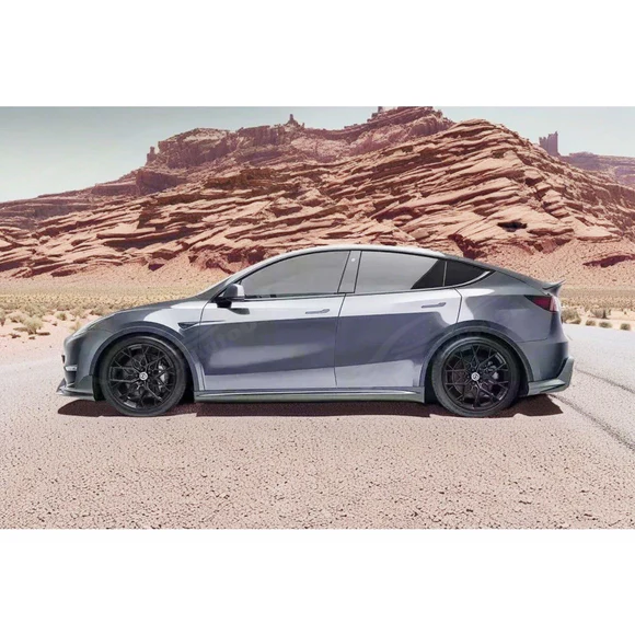 Fits Tesla Model Y 2020-2025 Real Carbon Fiber Side Skirts Extension - Image 2