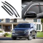 Fit 2015-2020 Chevrolet Tahoe Chrome Trim Window Vented Visors Shade Rain Guards Sun Wind Deflectors