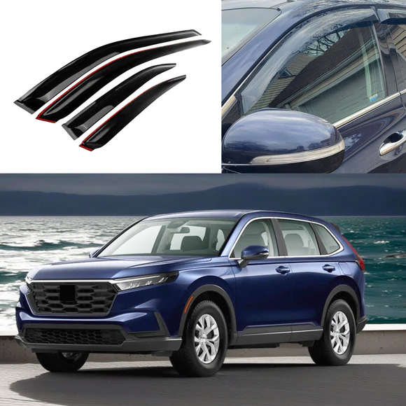Dark Smoked Rain Sun Wind Guard Vent Deflectors Fit Honda CR-V 2017-2023 - Image 1
