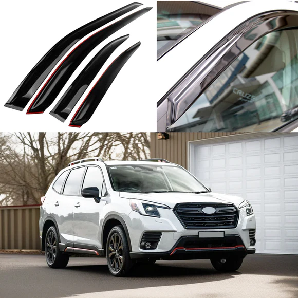 Dark Smoked Window Vent Rain Sun Visors Shade Deflector For Subaru Forester 2019-2025 - Image 1