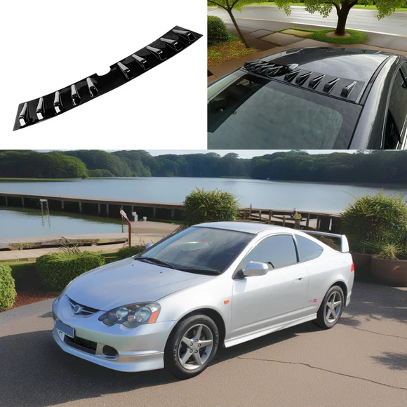 SuperAutoUSA_gloss_black_rear_shark_fin_spoiler_for_2002_Acura_RSX.webp Fits 2002-2006 Acura RSX Rear Shark Fin Roof Car Trunk Vortex Generator Spoiler Wing Gloss Black - Image 1