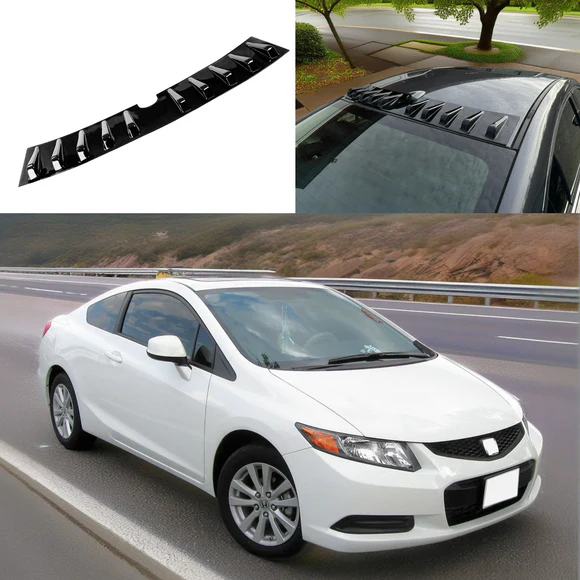 SuperAutoUSA_gloss_black_rear_shark_fin_spoiler_for_2006_Honda_Civic.webp Fits 2006-2011 Honda Civic Shark Fin Rear Roof Car Trunk Gloss Black Vortex Generator Spoiler Wing - Image 1