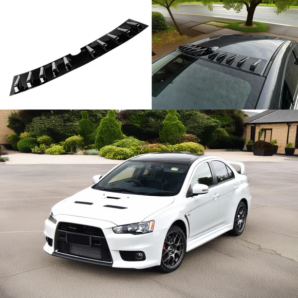 Fits Mitsubishi Lancer 2008-2017 Shark Fin Rear Gloss Black Car Vortex Generator Roof Trunk Spoiler Wing - Image 1