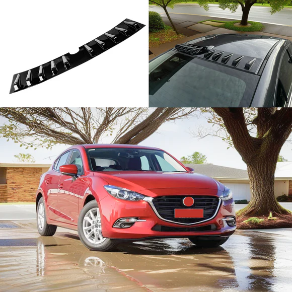 SuperAutoUSA_gloss_black_rear_shark_fin_spoiler_for_2014_Mazda_3.webp Fits 2014-2018 Mazda 3 Gloss Black Rear Shark Fin Roof Car Trunk Spoiler Wing Vortex Generator - Image 1