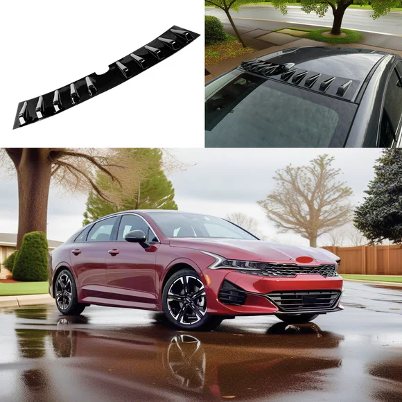 Fits 2021-2025 KIA K5 Shark Fin Gloss Black Rear Roof Trunk Car Spoiler Wing Vortex Generator - Image 1