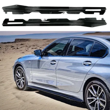 Fit 2019-2025 BMW 3 Series G20 M330i M340i M Sport Side Body Skirt Splitter Under Spoiler Rocker Panel Bottom Extension Lip