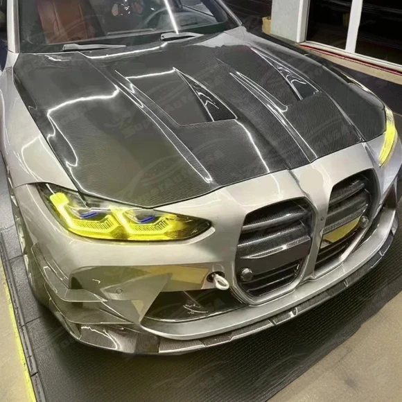 For 2021-25 BMW G80 G82 G83 M3 M4 Real Carbon Fiber DTM-N Style Front Vented Hood Panel - Image 5