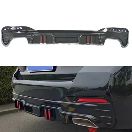 Fits 2018-2023 BMW 5 Series G30 530i 530e 540i Sedan Rear Bumper Diffuser Lips Body Kits w/ LED Light