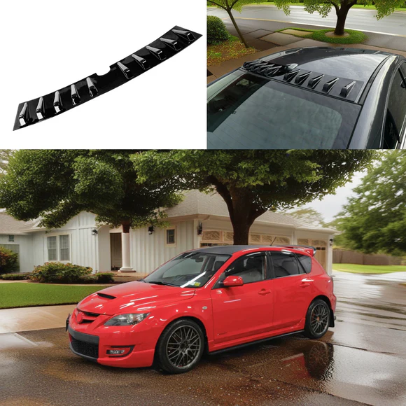 Fits Mazda 3 2004-2009 Shark Fin Rear Roof Car Spoiler Wing Vortex Generator Gloss Black - Image 1