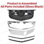 Fits Acura TL 2012-2014 Gloss Black Front Upper Grill/ Grille Assembly Whole Kit - Image 5