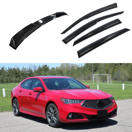 Fits 2015-2020 Acura TLX Carbon Trim Window Vent Visors & Rear Roof Spoiler