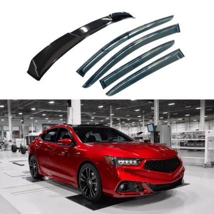 Fits Acura TLX 2015-2020 Carbon Trim Window Visor Rear Roof Spoiler Bundle