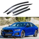 Fit 2015-2020 Acura TLX Clip-On Chrome Trim Vent Window Visors Rain Sun Wind Guards Shade Deflectors