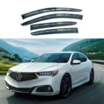 Fit 2015-2020 Acura TLX Clip-On Carbon Fiber Print Trim Vent Window Visors Rain Sun Wind Guards Shade Deflectors