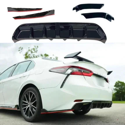 TRD Style Rear Diffuser Bumper lip Spoiler Body Splitter & Rear corner splitters Fits Toyota Camry 2018-2024