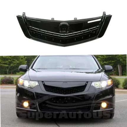 For 2009-2014 Acura TSX Front Bumper Upper Grille Assembly Grill (Gloss Black)