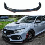 Fit for 2017-2021 Honda CIVIC Hatchback Type R Style Front Bumper Lip Side Skirt Rear Diffuser Body Kit (Glossy Carbon Fiber Print with Red Trim) - Image 4