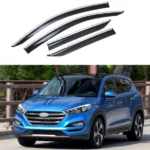 For Hyundai Tucson 2016-2018 Clip-On Chrome Trim Vent Window Visors Rain Sun Wind Guards Shade Deflectors