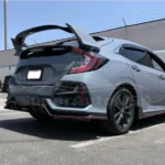Fits 2017-2021 Honda Civic Hatchback Type-R Rear Bumper Lip (Carbon Fiber Print and Red) - Image 3