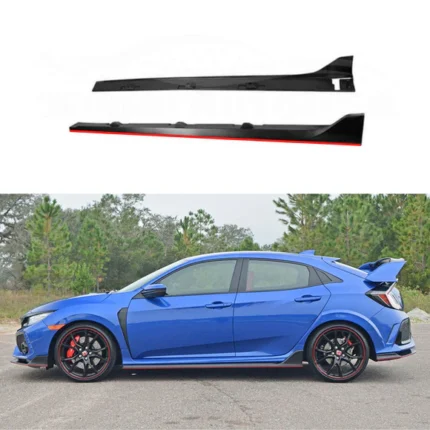 Fits 2016-2021 Honda Civic Hatchback Type R Style Black Side Skirt Extensions