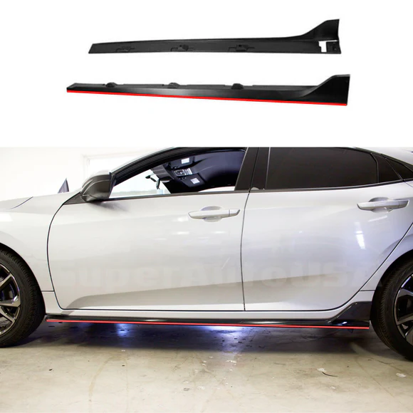 TypeRSedanSBKRed_2.webp Fits Honda Civic Sedan 2016-2021 Type R Style Black Red Skirt Extensions Kit - Image 1