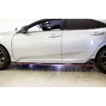 Fits Honda Civic Sedan 2016-2021 Type R Style Black Red Skirt Extensions Kit - Image 3