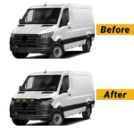 Fits 2019-2024 Mercedes Benz Sprinter W907 Black w/LED Hood Bug Deflector - Image 3